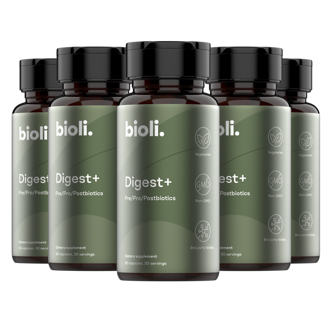 Bioli probiotics 6 bottles image from side