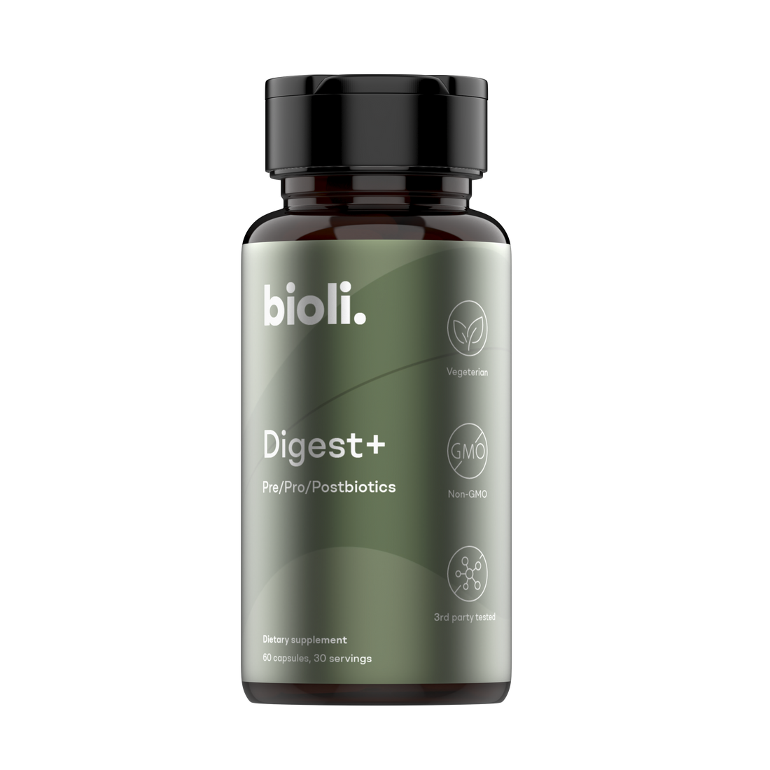 Bioli probiotics bottle image from side