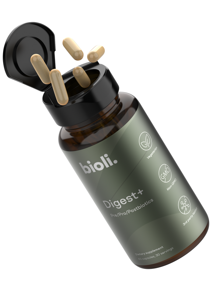 Bioli probiotics bottle with pills